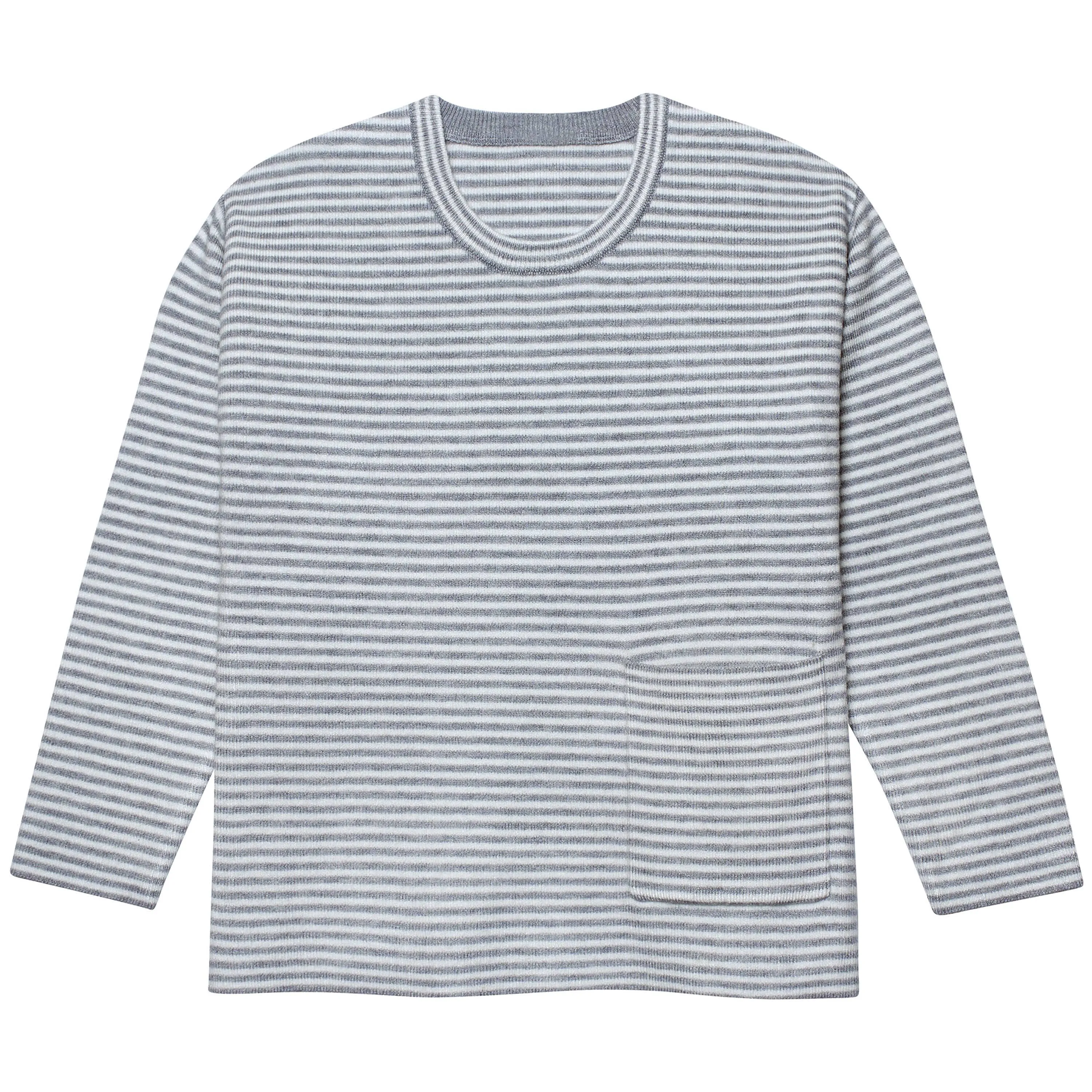 Infant & Toddler Boys Gray Heather Striped Sweater with Pocket