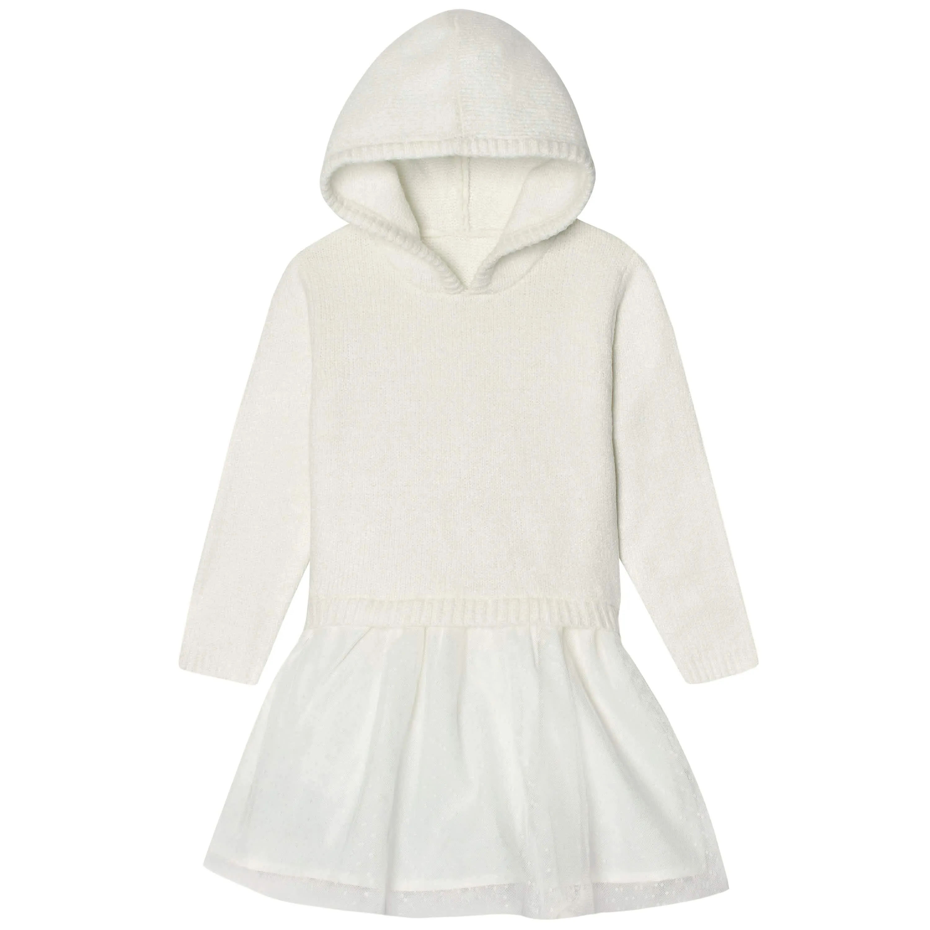 Infant & Toddler Girls White Sweater Dress With Tulle Skirt