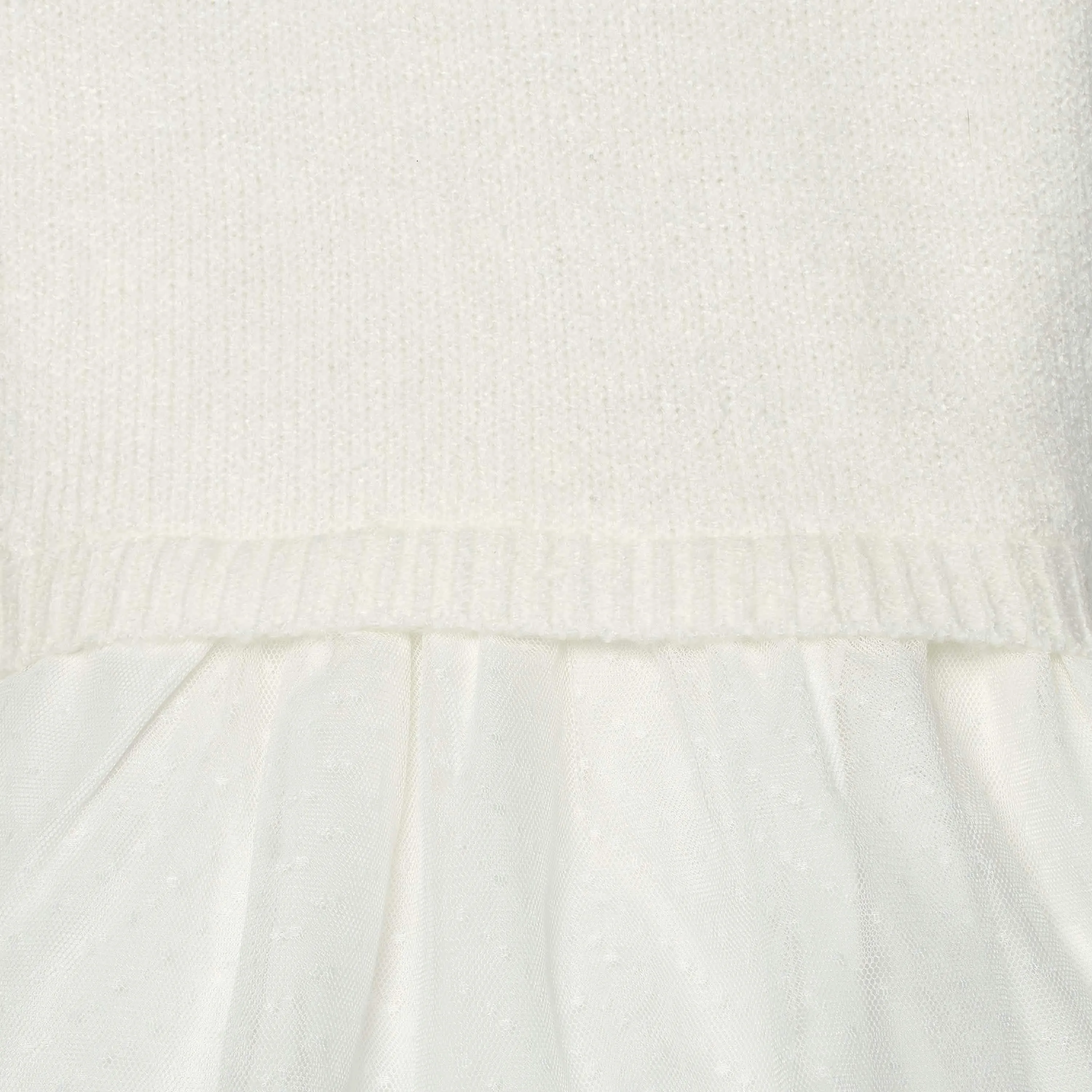 Infant & Toddler Girls White Sweater Dress With Tulle Skirt