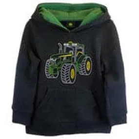 John Deere Kid's Black Tractor Outline Black Hoodie