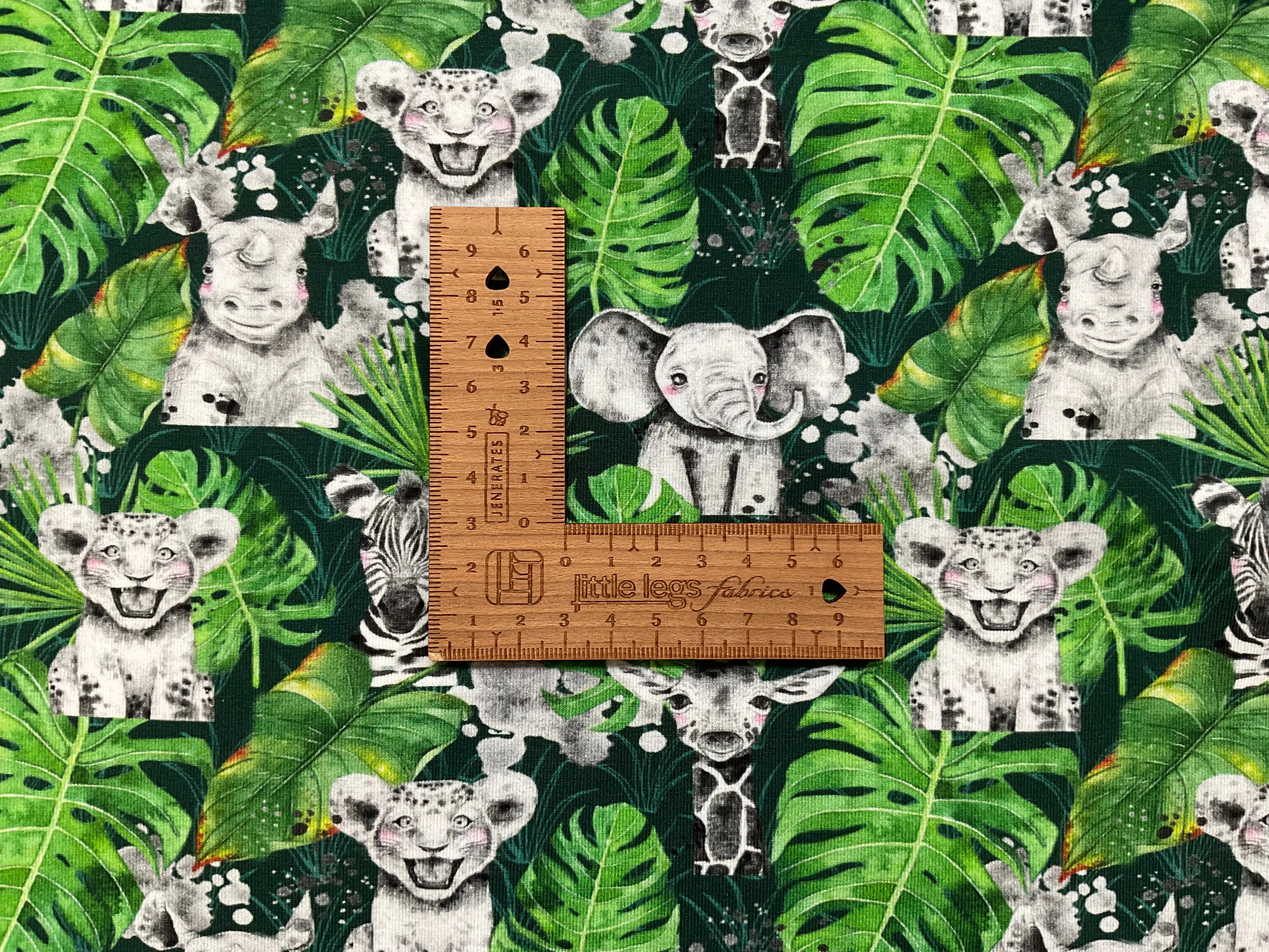 Jungle Animals on Petrol cotton Jersey