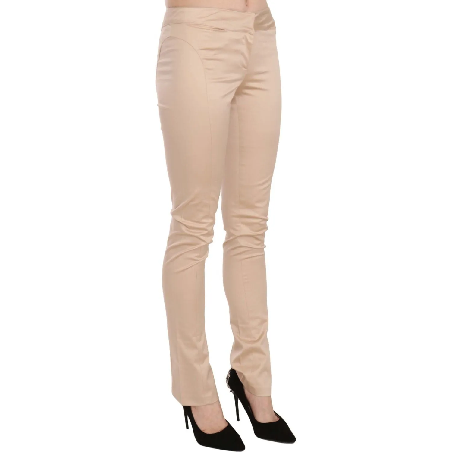 Just Cavalli Elegant Cream Low Waist Skinny Trousers