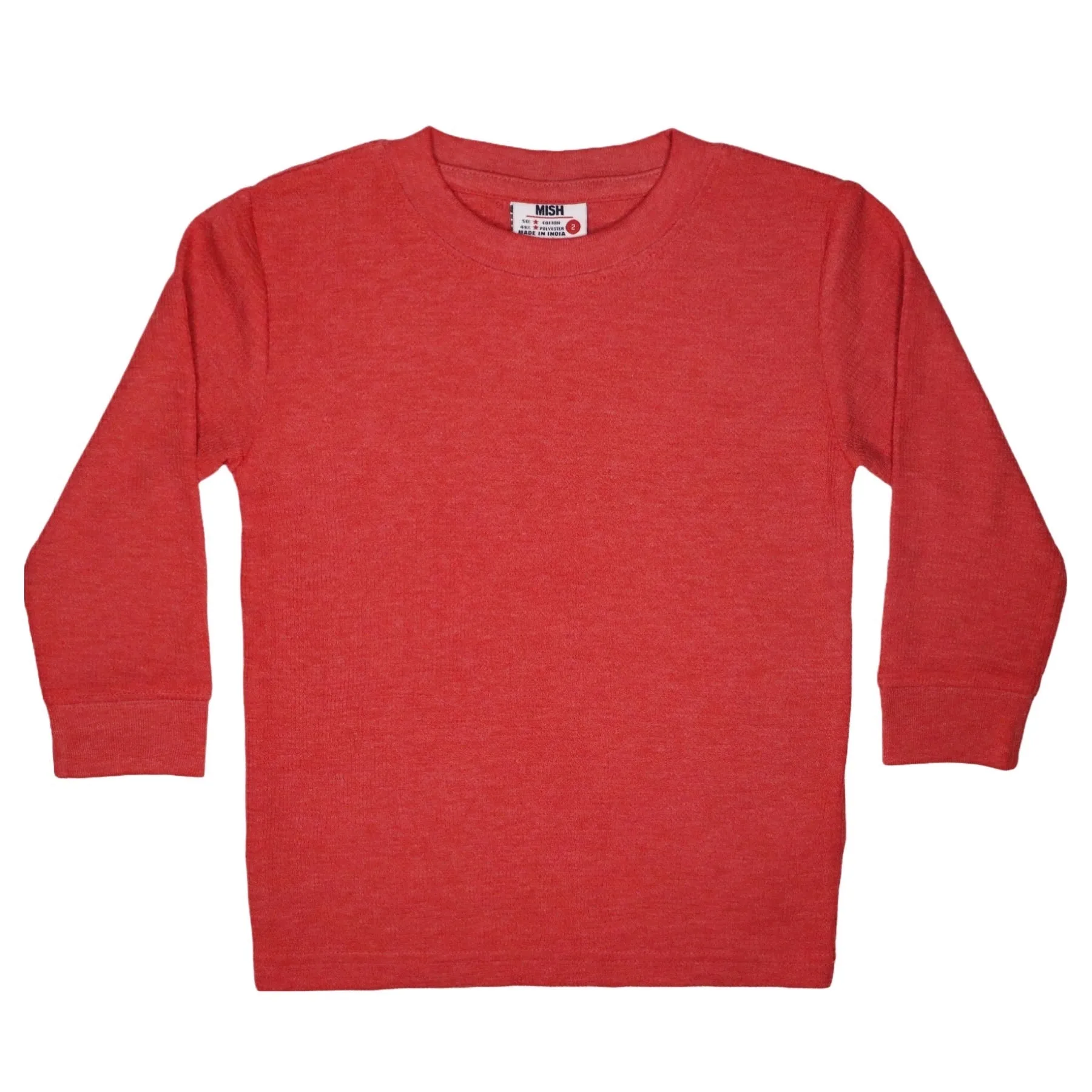 Kids Thermal Long Sleeve Solid Shirt - Distressed Red