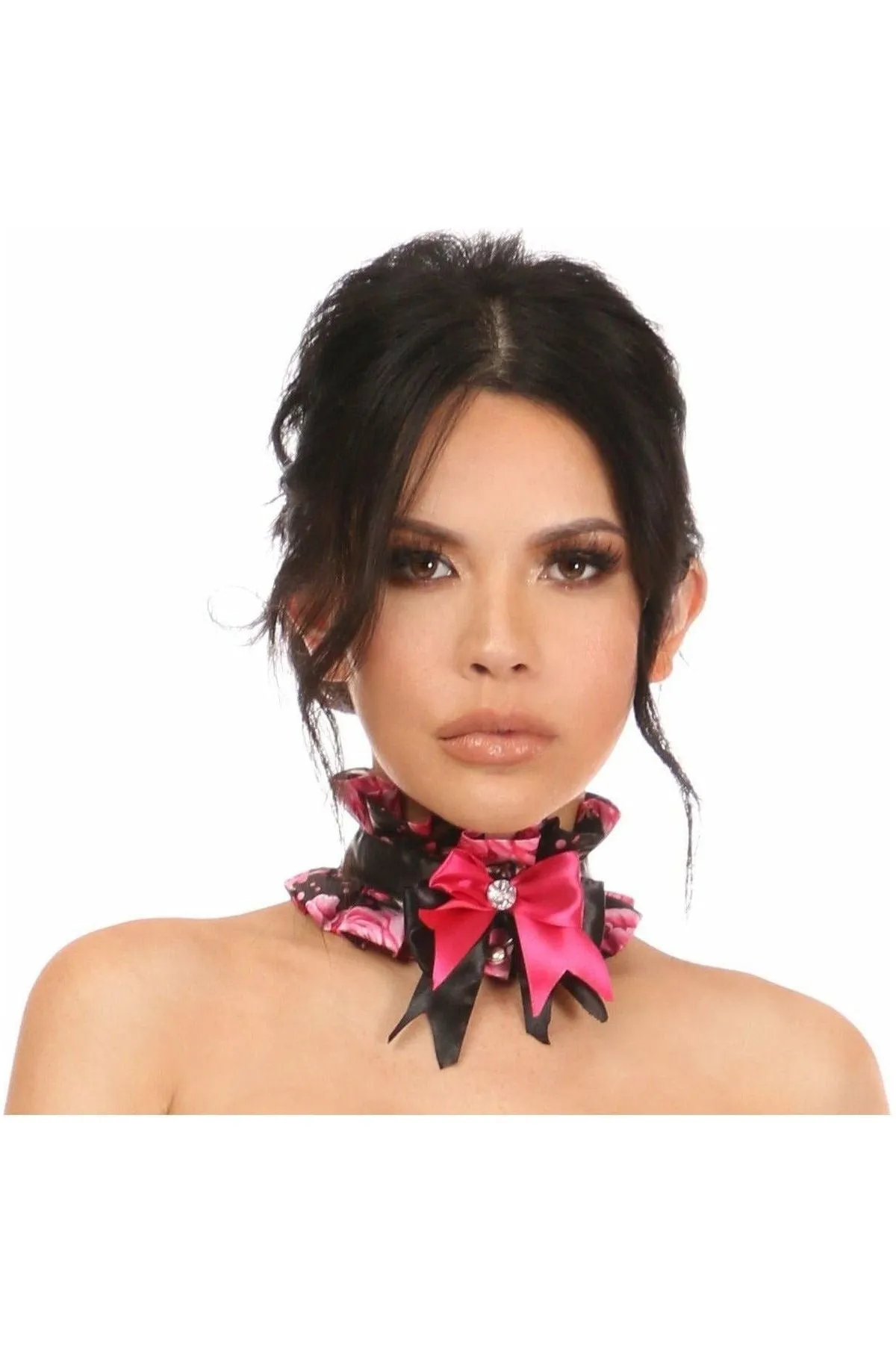 Kitten Collection Pink Floral Satin Choker