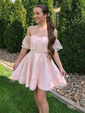 Lace Homecoming Dress , Short Prom Dress ,Formal Dress, Pageant Dance Dresses, Back To School Party Gown, PC0825