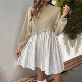 Ladies Beige Two in One Sweater with Satin Contrast