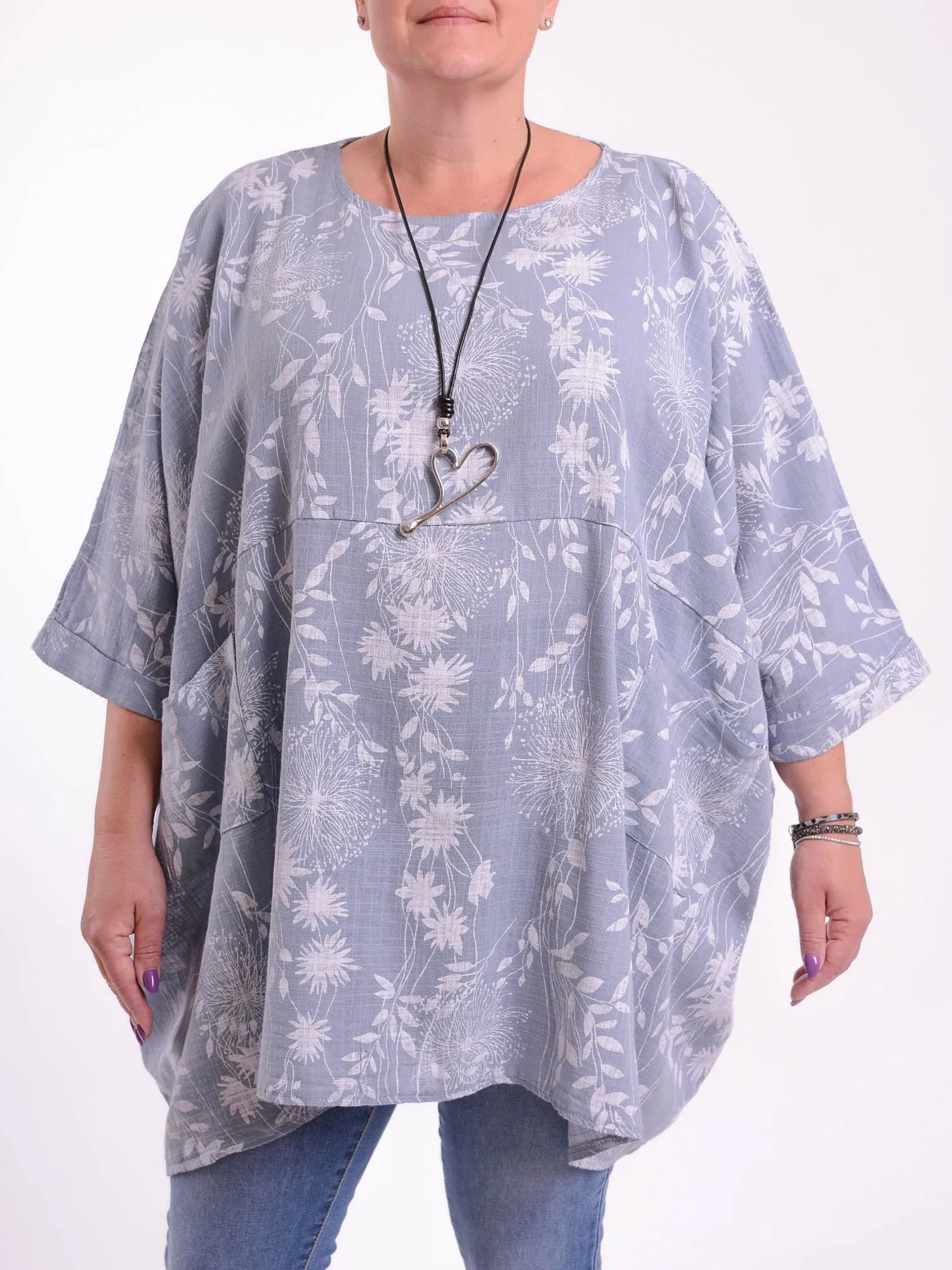 Lagenlook Oversized Cotton Tunic - 10077 FLORAL