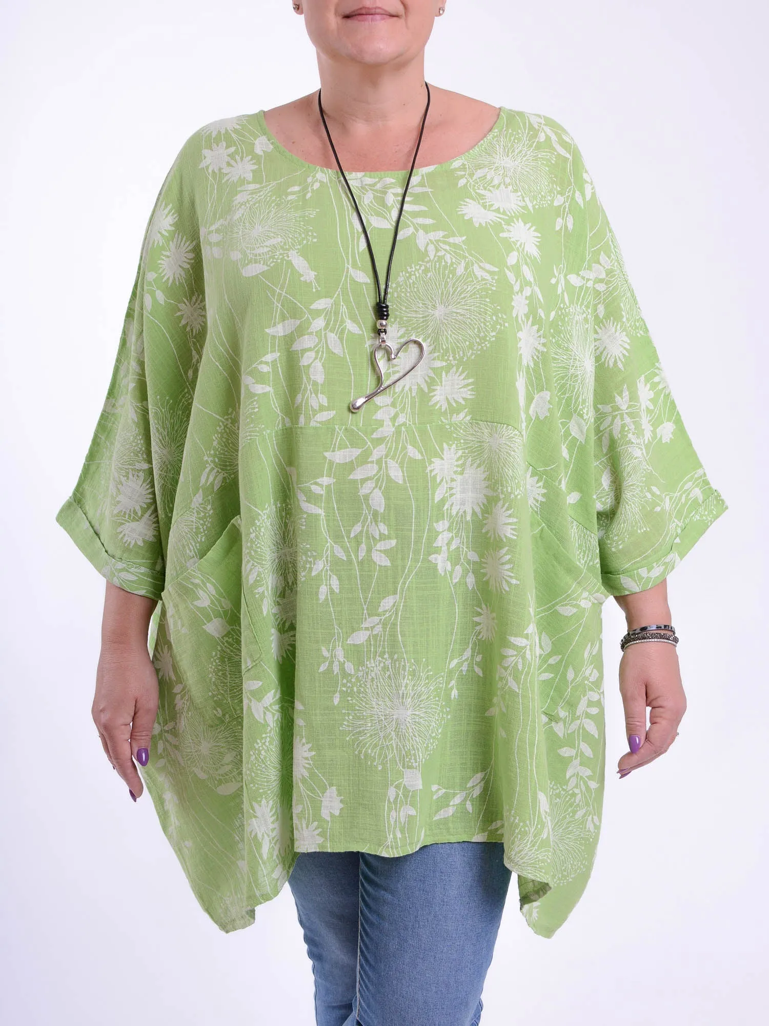 Lagenlook Oversized Cotton Tunic - 10077 FLORAL