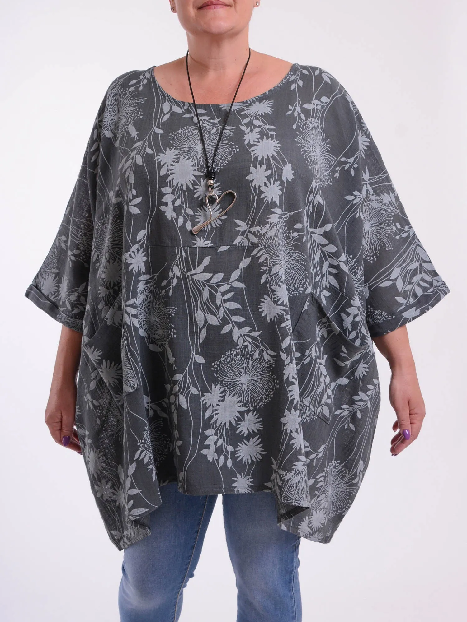 Lagenlook Oversized Cotton Tunic - 10077 FLORAL