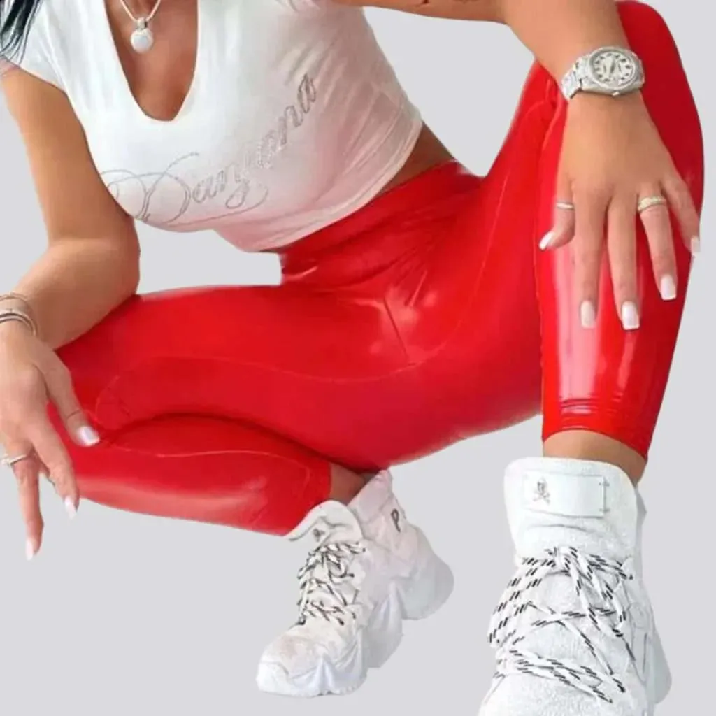 Latex wax women's denim pants