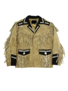 Leather jacket Men's Traditional Native Suede Leather Western Jacket Braided Fringes Country Side Red Indian Western Wear