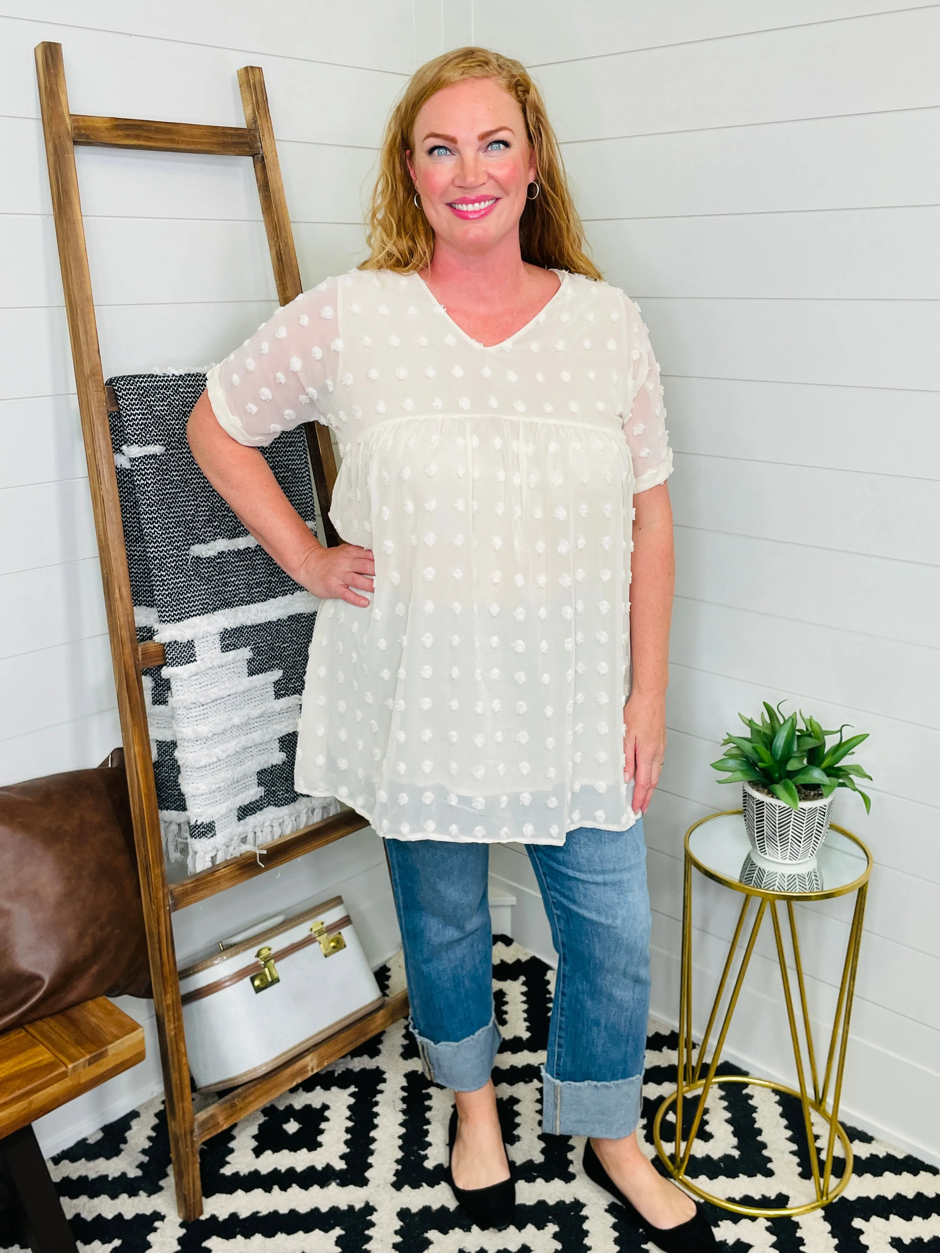 Love Lindsey Cream Dot Tunic