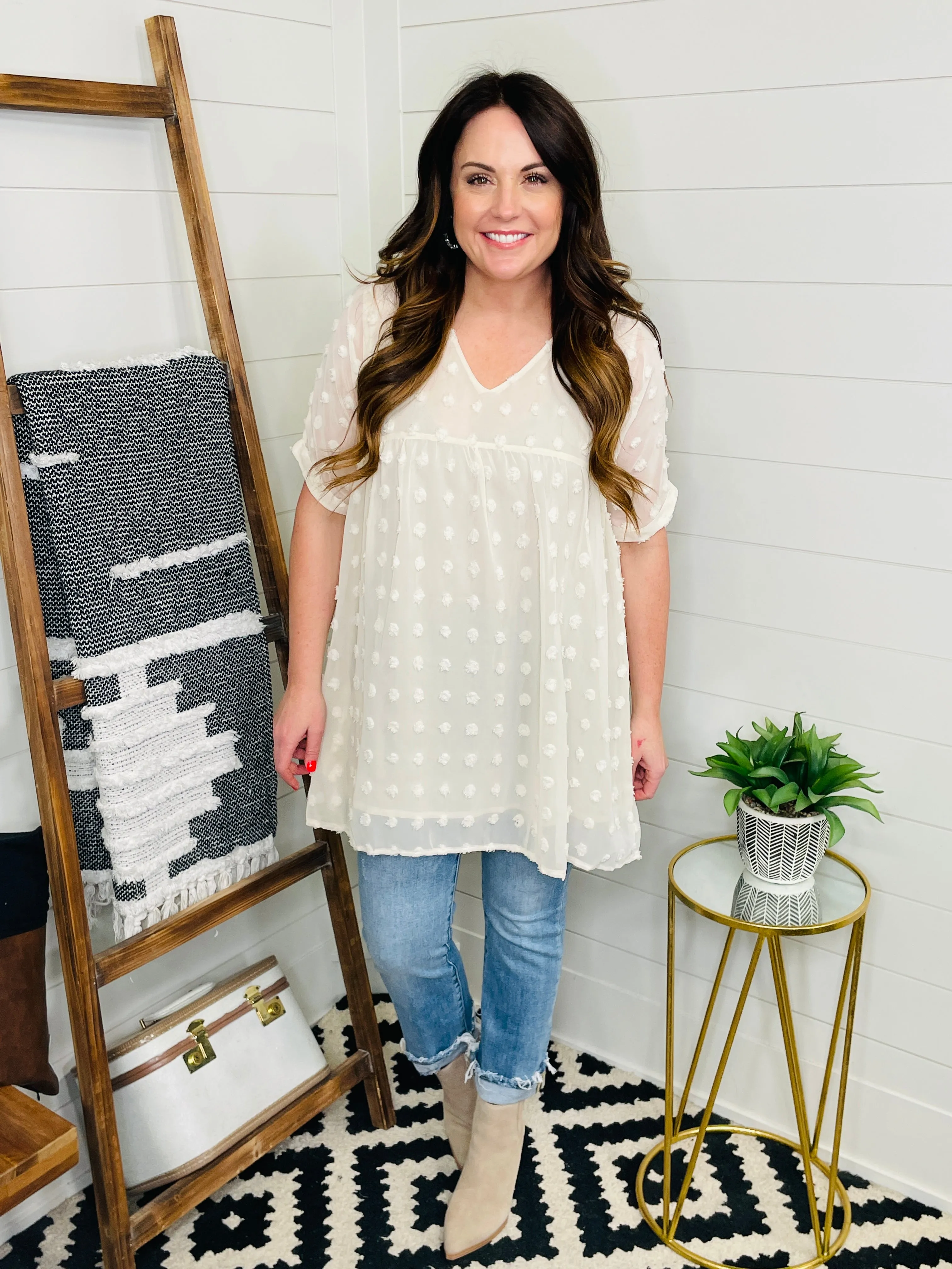 Love Lindsey Cream Dot Tunic