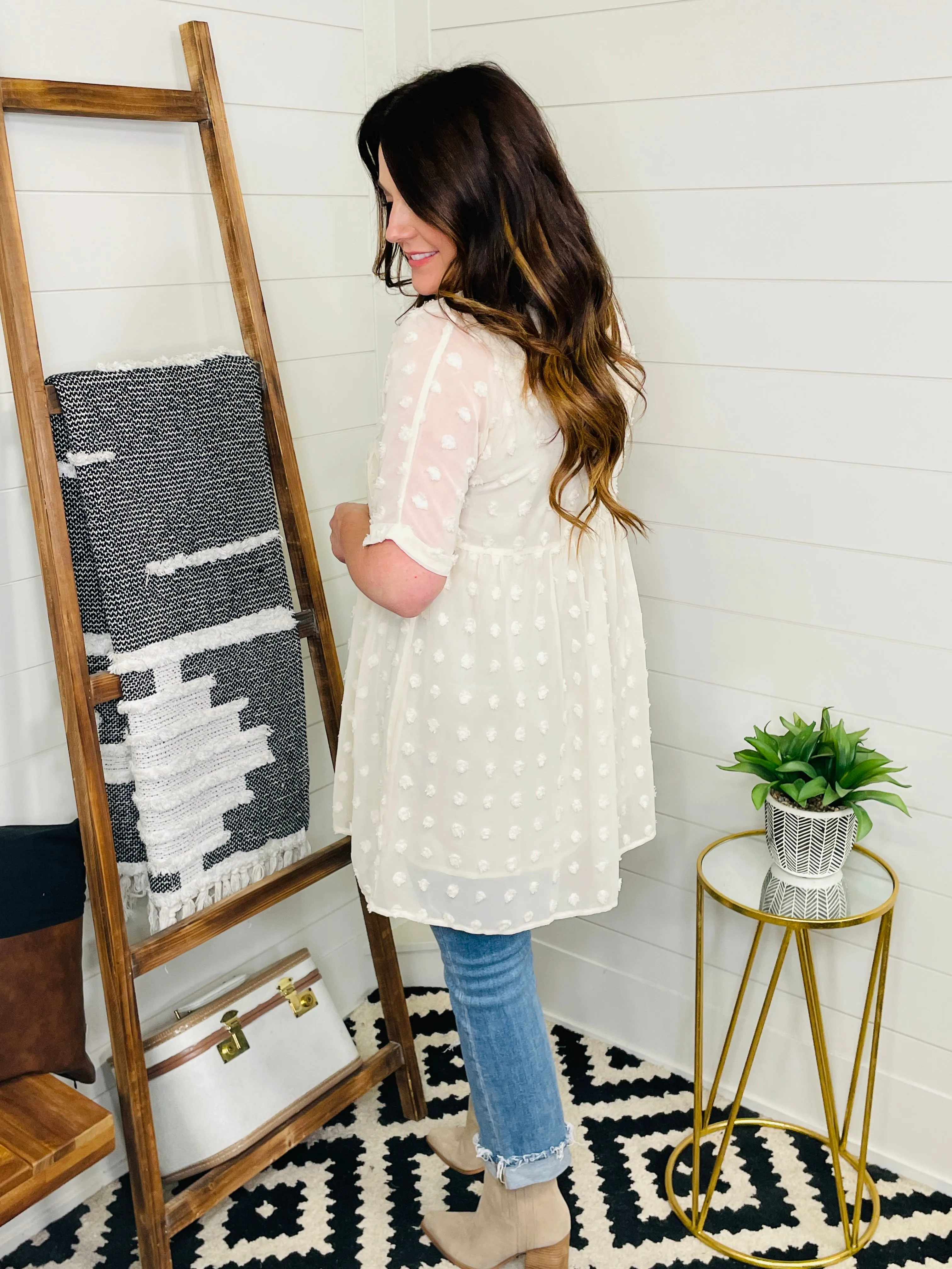 Love Lindsey Cream Dot Tunic