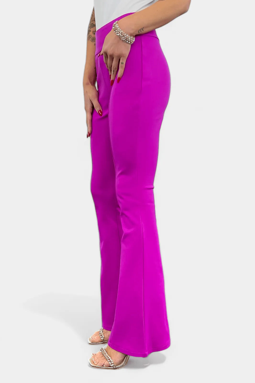 Magenta High Waisted Flare Pants [NO RETURNS]