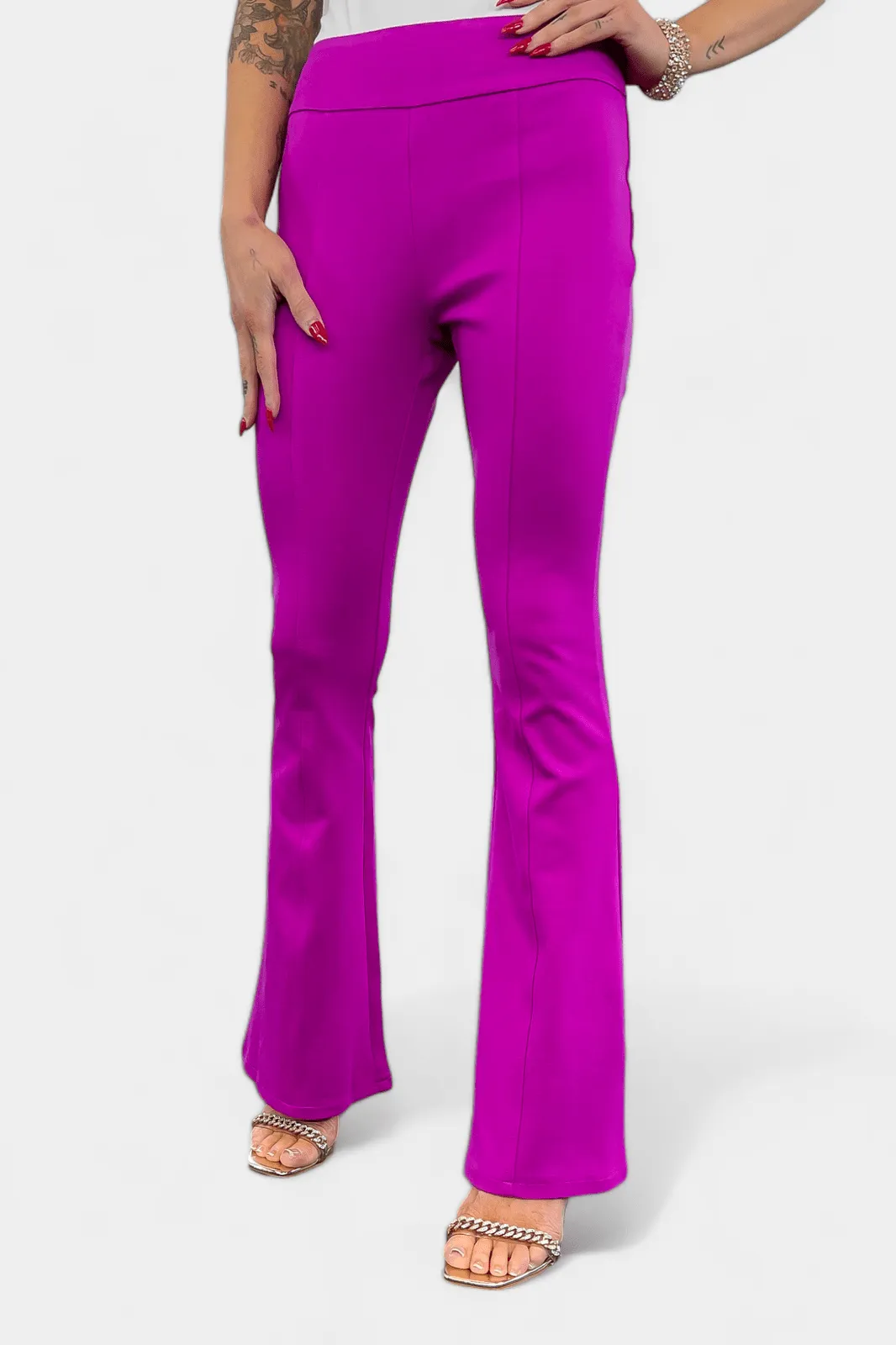 Magenta High Waisted Flare Pants [NO RETURNS]