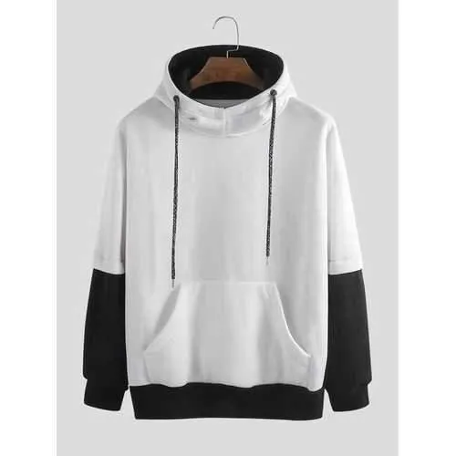 Mens Contrast Color Patchwork Hoodies