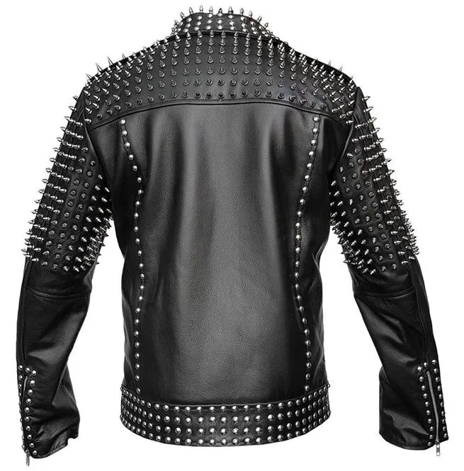 Men's Spike Studded Leather Jacket