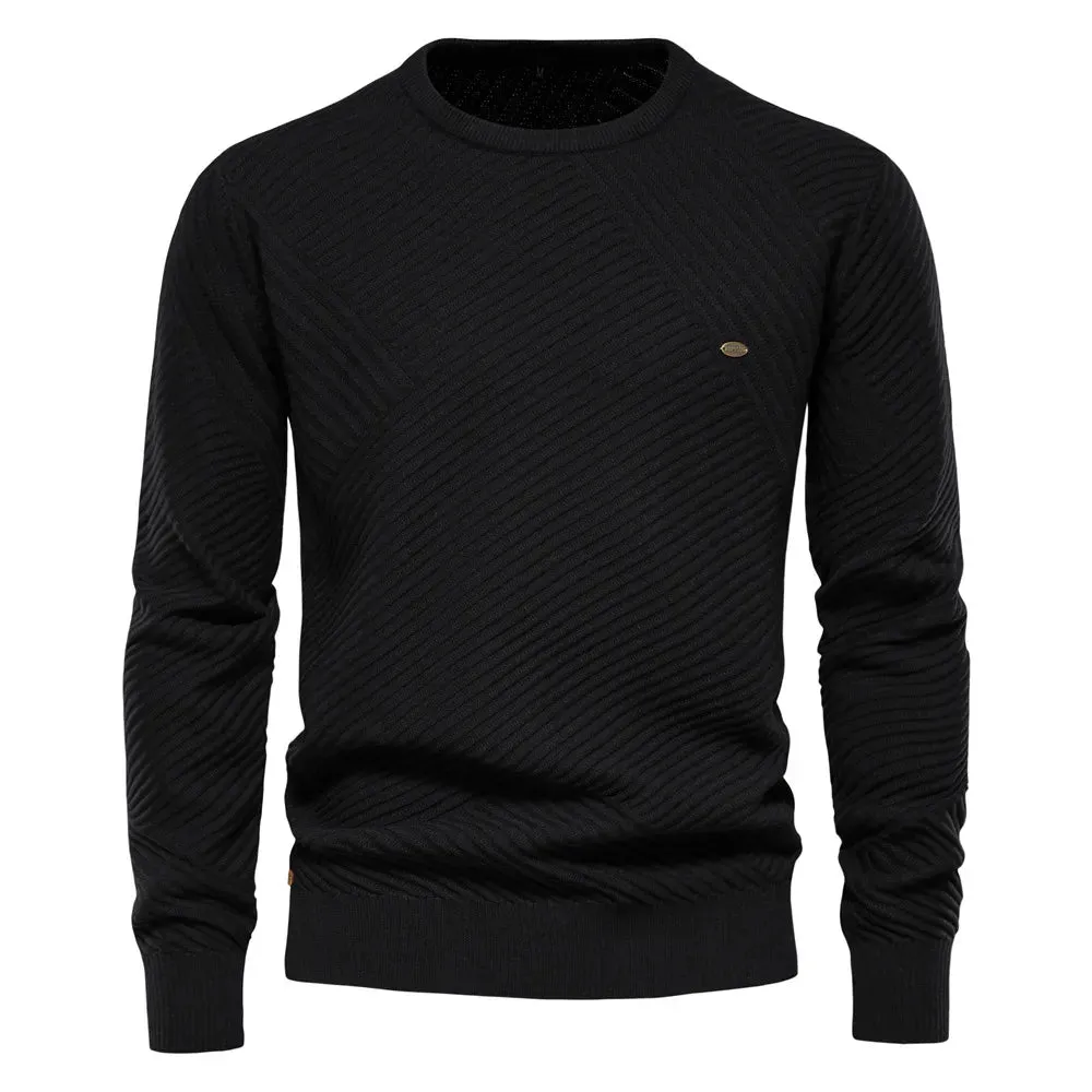 Men's Sweater Round Neck Solid Basic Pullover 95% Cotton High Quality Casual Knitwear Warm Men's Black Sweater Vintage Sweater cho