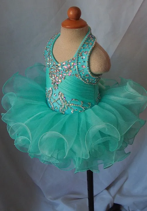 Mint Beaded Bodice Little Baby/Toddler/Infant/Newborn Cupcake Pageant Dress