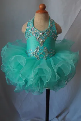 Mint Beaded Bodice Little Baby/Toddler/Infant/Newborn Cupcake Pageant Dress