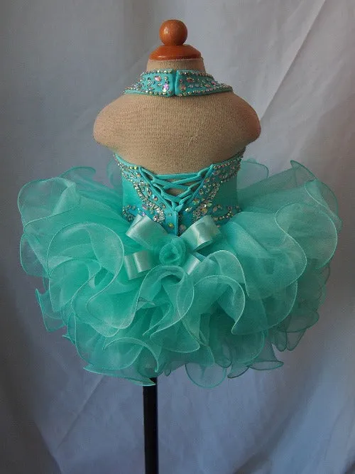 Mint Beaded Bodice Little Baby/Toddler/Infant/Newborn Cupcake Pageant Dress