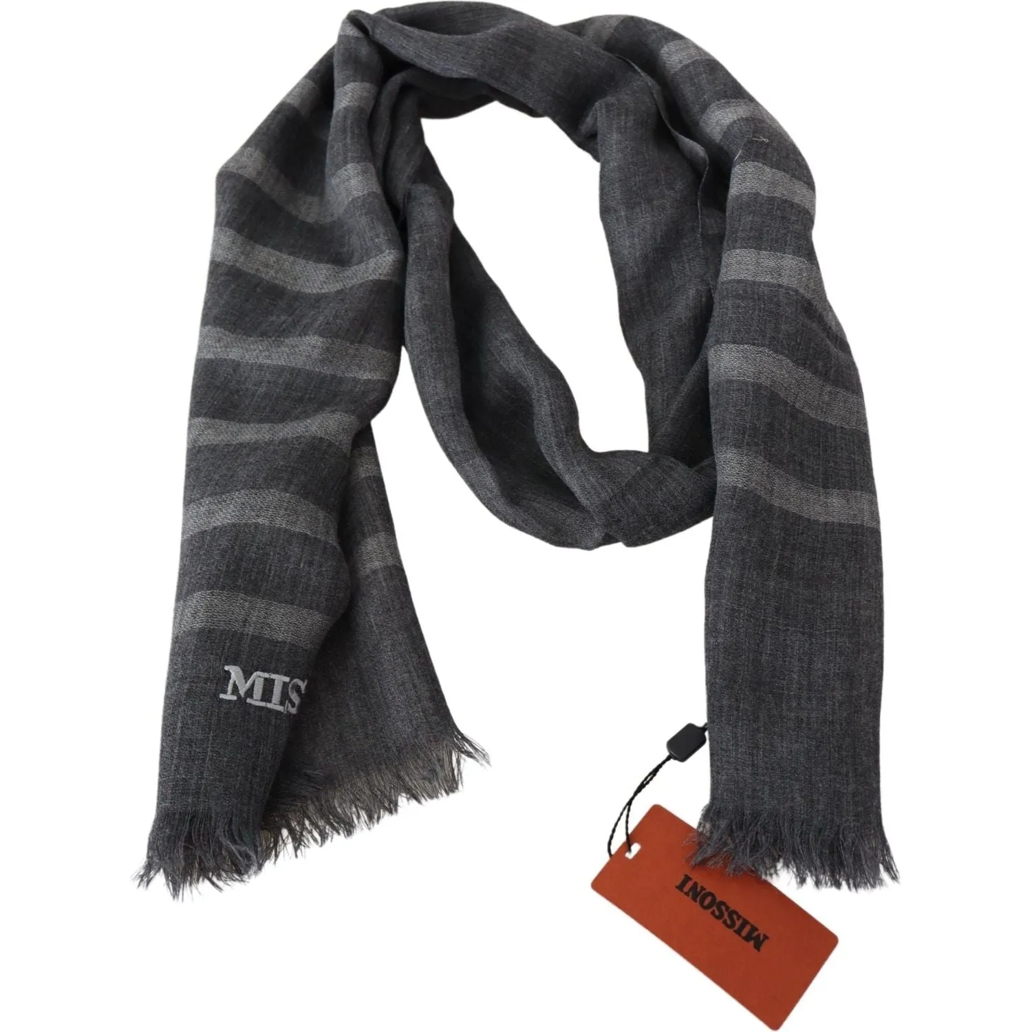 Missoni Elegant Unisex Wool Scarf with Logo Embroidery