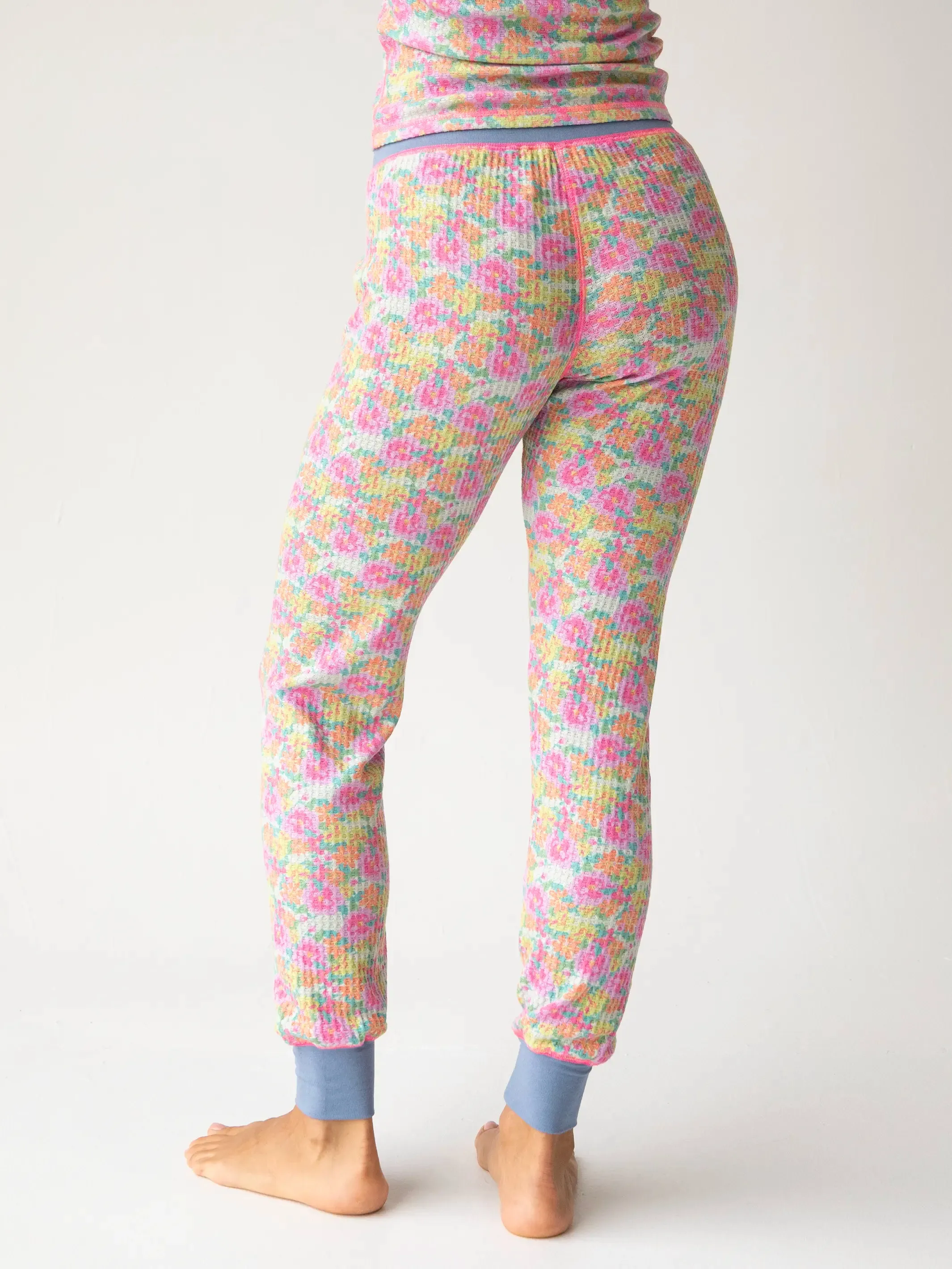 Mix & Match Waffle Long Johns - Grey Lavender Floral