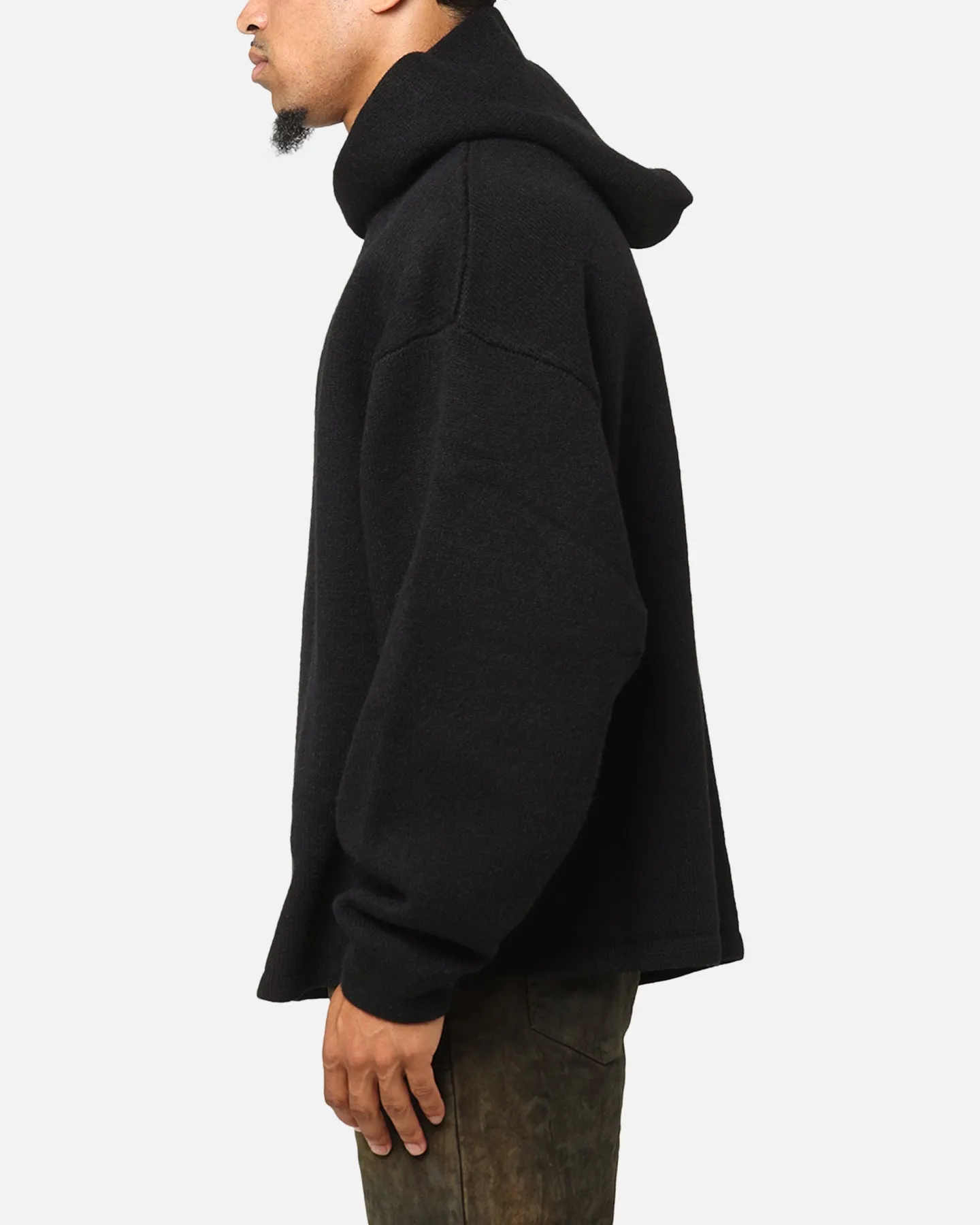 MNML Tonal Grain Knitted Hoodie Black