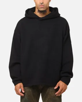 MNML Tonal Grain Knitted Hoodie Black