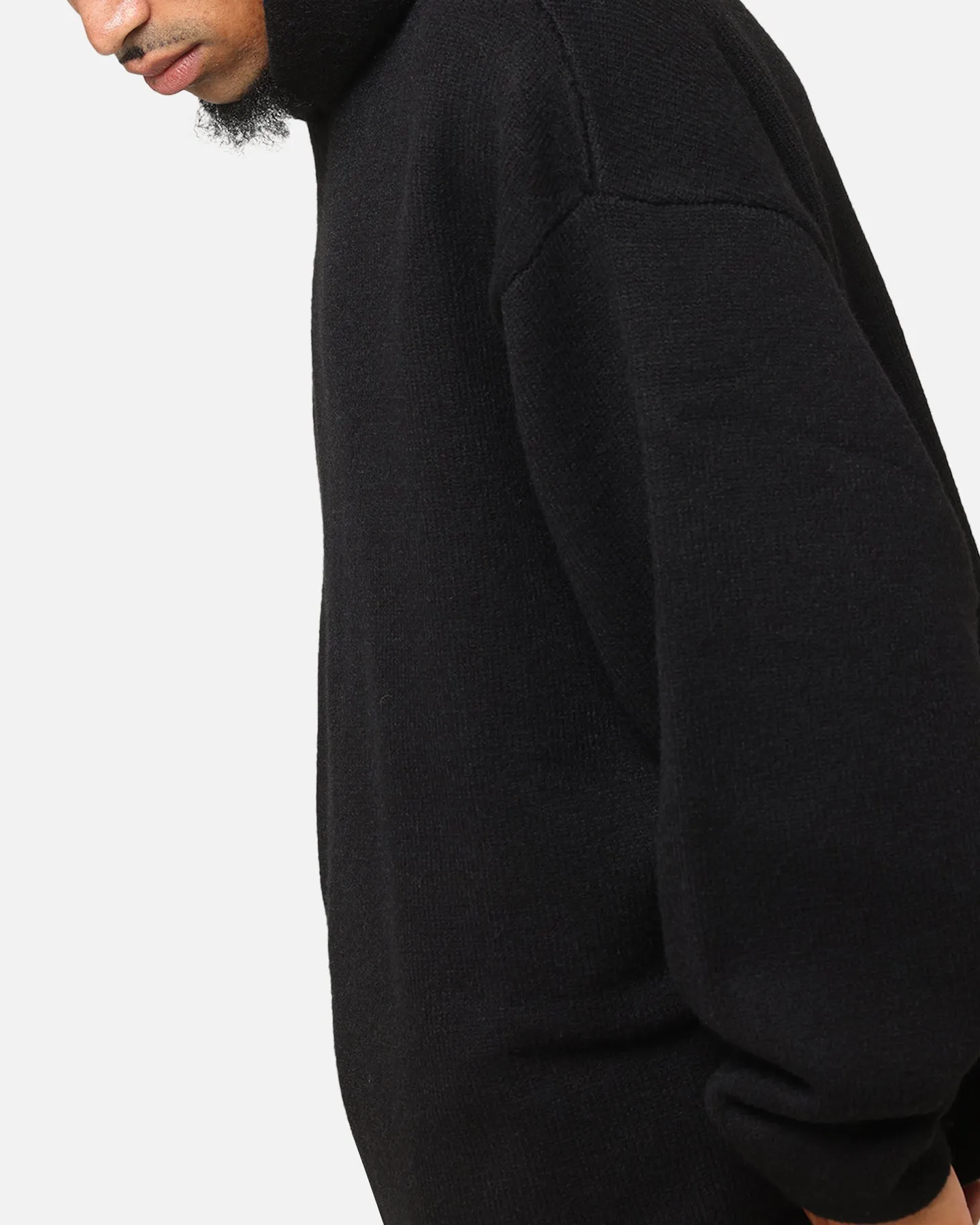 MNML Tonal Grain Knitted Hoodie Black