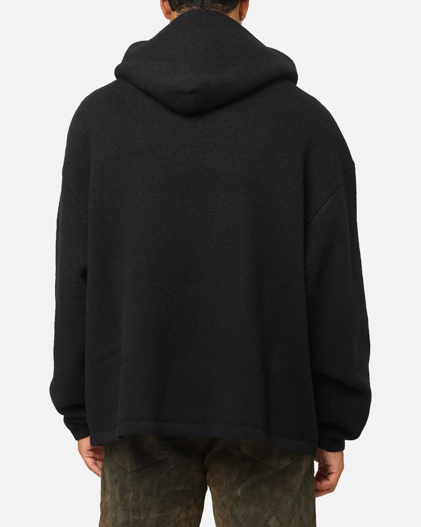 MNML Tonal Grain Knitted Hoodie Black