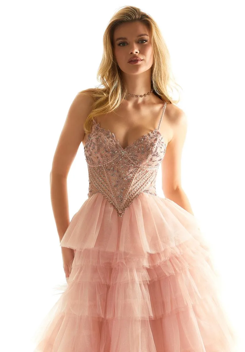 Morilee Basque Waist Ruffle Prom Dress 49005