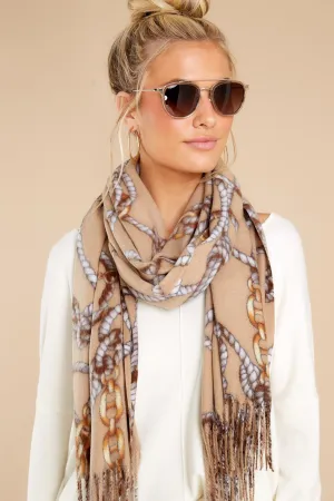 Never Been So Sure Beige Print Scarf