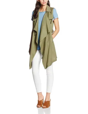 New Look Womens D Ring Mac Sleeveless Green Kimono Jacket