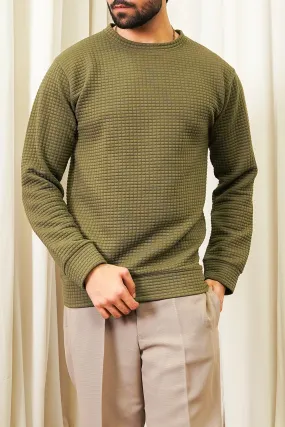 Olive Green Knitted Sweat Shirt