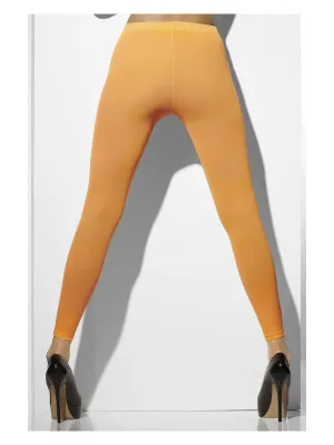 Opaque Footless Tights, Neon Orange