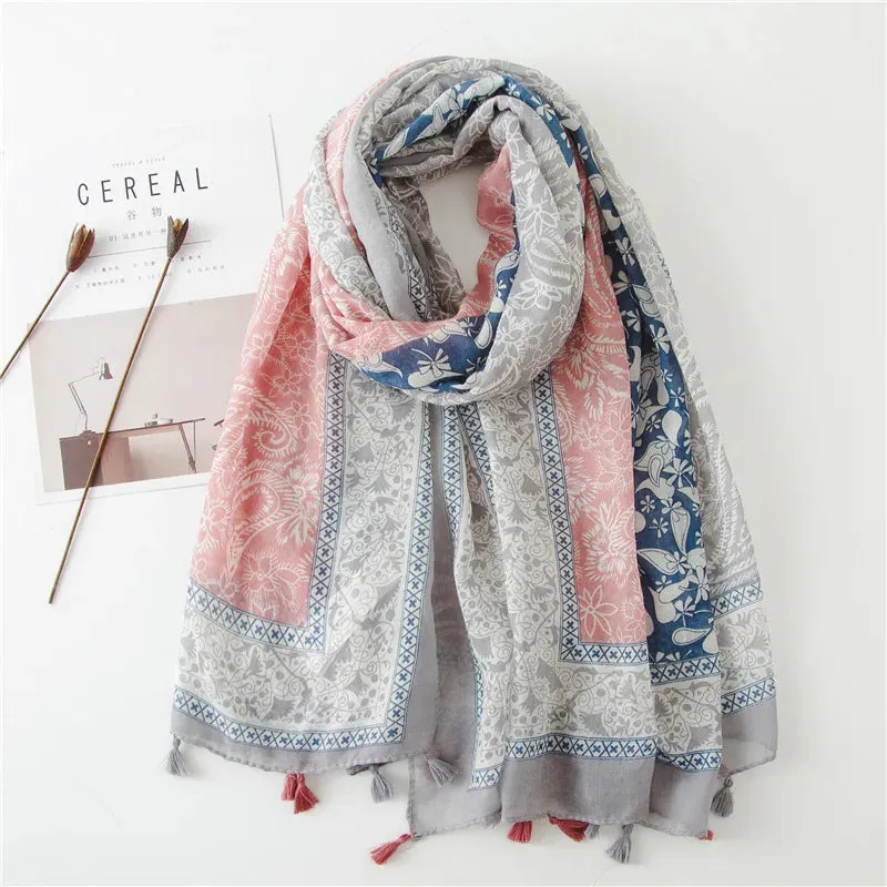 Paisley Abstract Floral Shawl Scarf