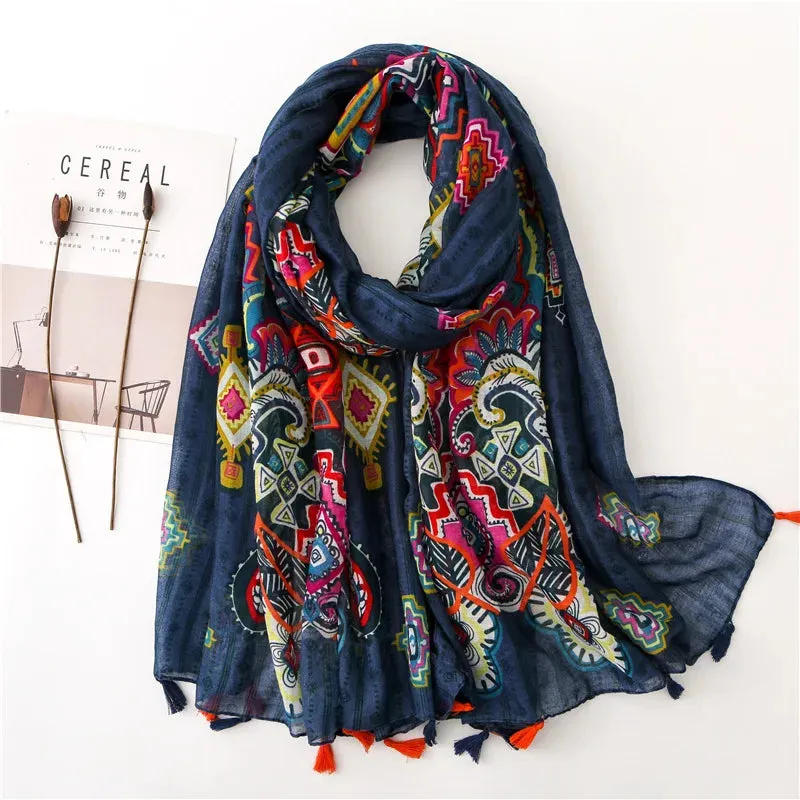 Paisley Abstract Floral Shawl Scarf