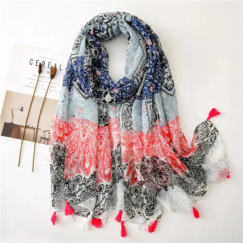 Paisley Abstract Floral Shawl Scarf