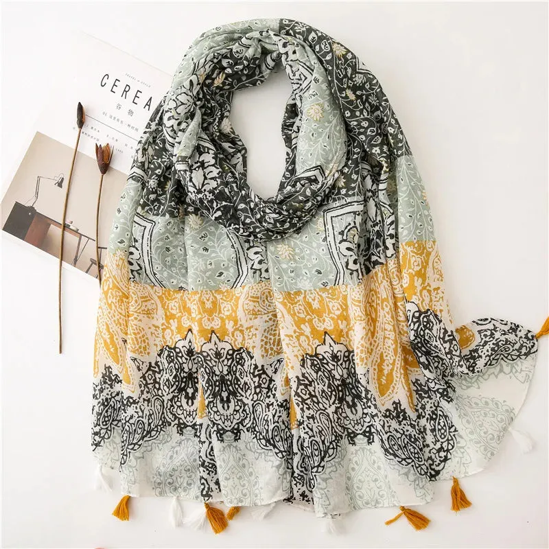 Paisley Abstract Floral Shawl Scarf