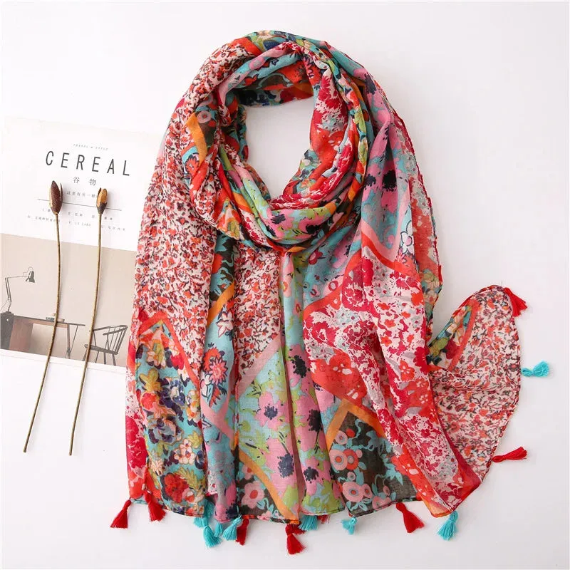 Paisley Abstract Floral Shawl Scarf