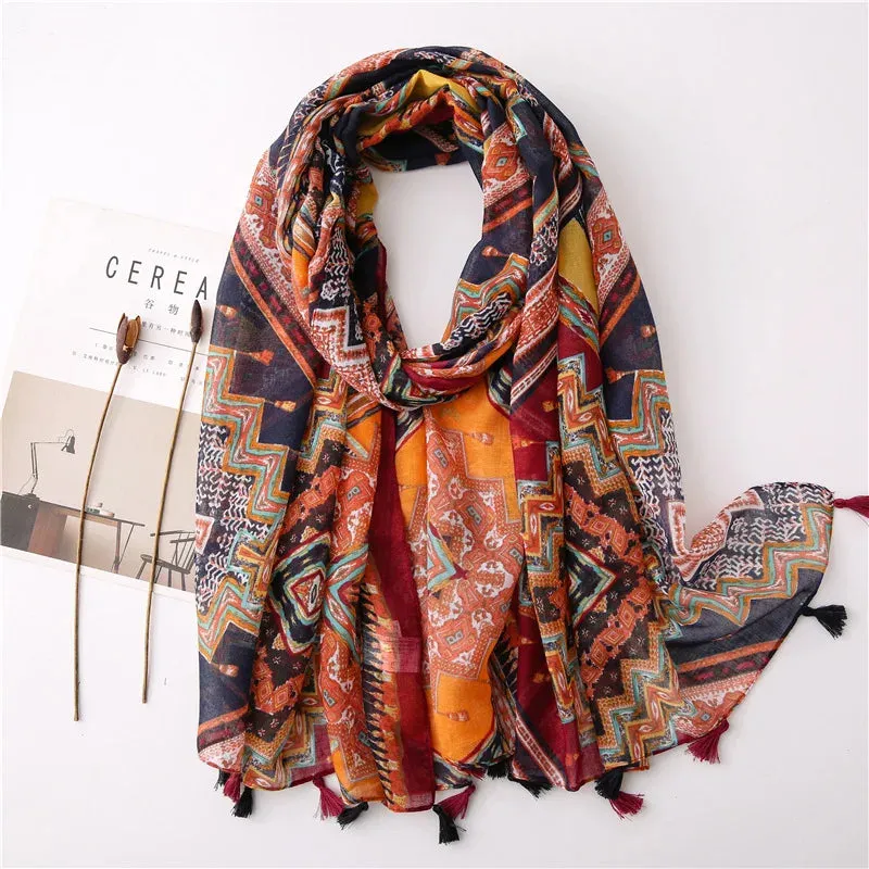 Paisley Abstract Floral Shawl Scarf