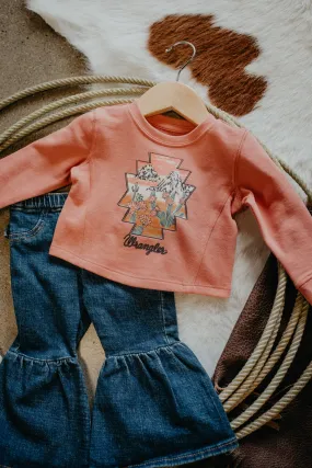 'Peaches' Girls Wrangler Printed Sweatshirt (0/3 - 4T)