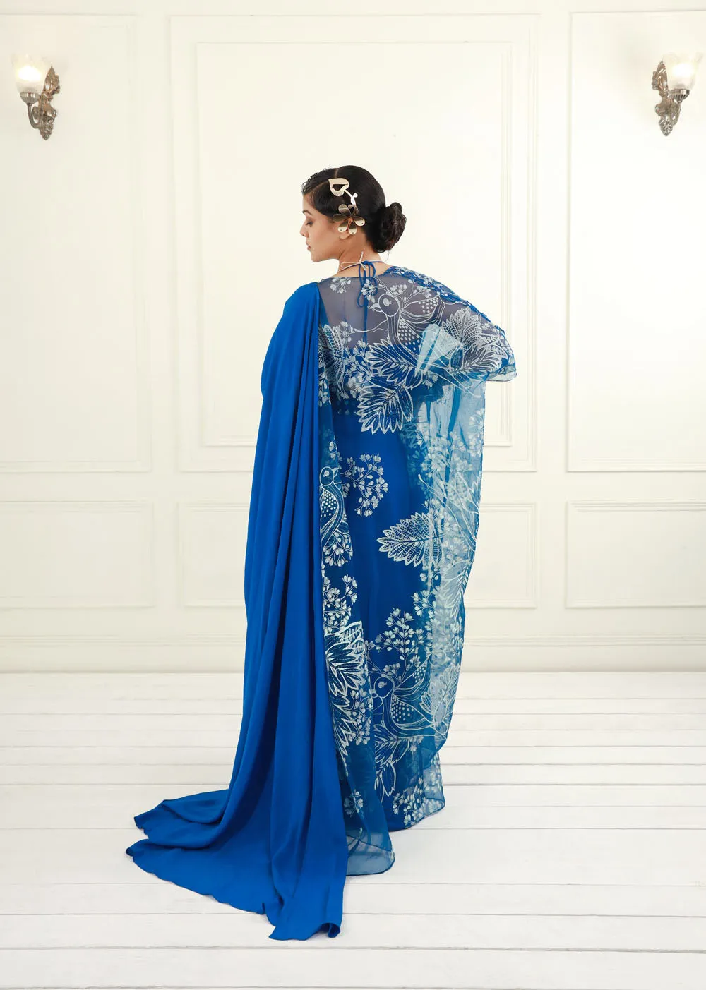 Pre-Draped Saree with Cape