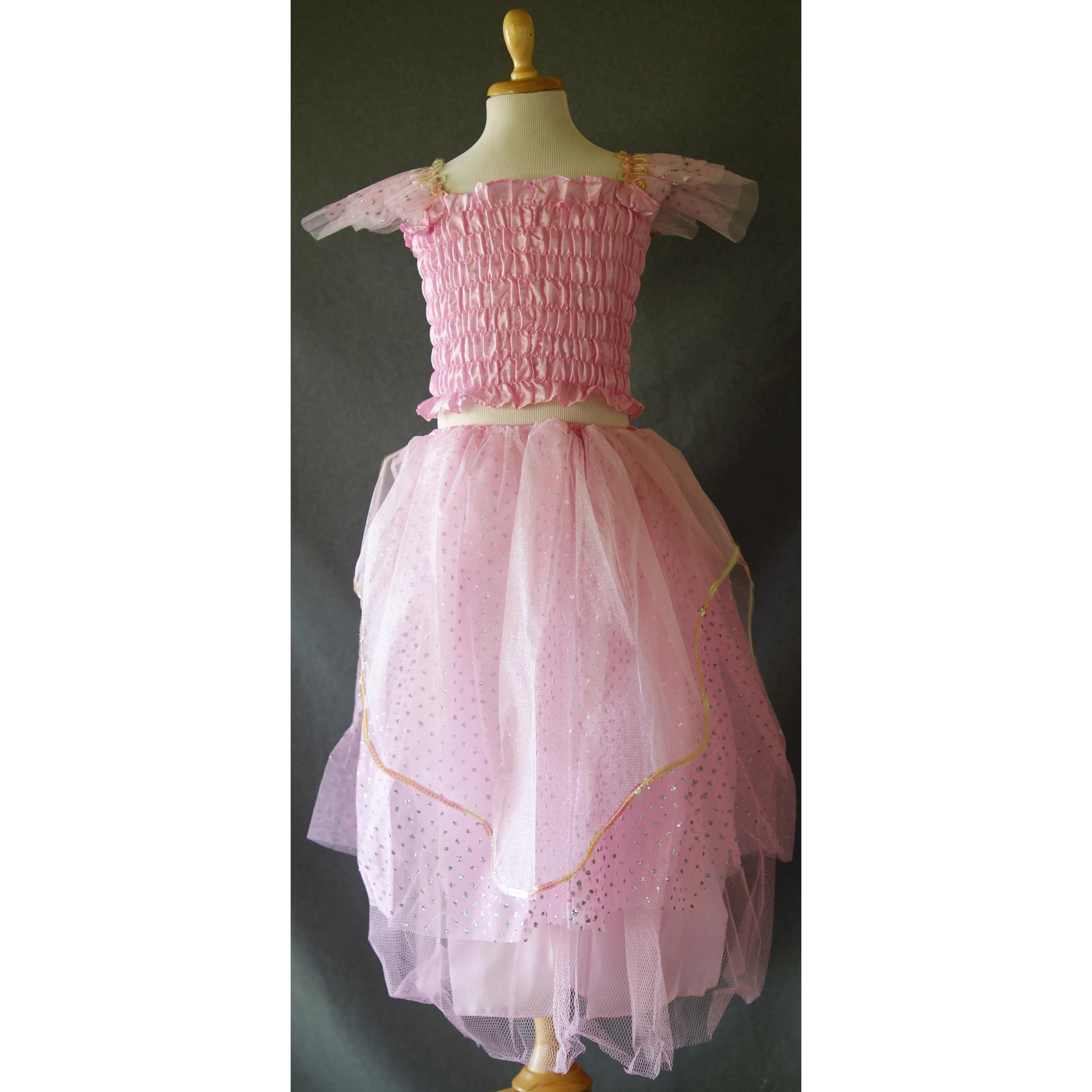 Princess Costume Pink stretchy sparkle glitter fairy skirt and top dressup set