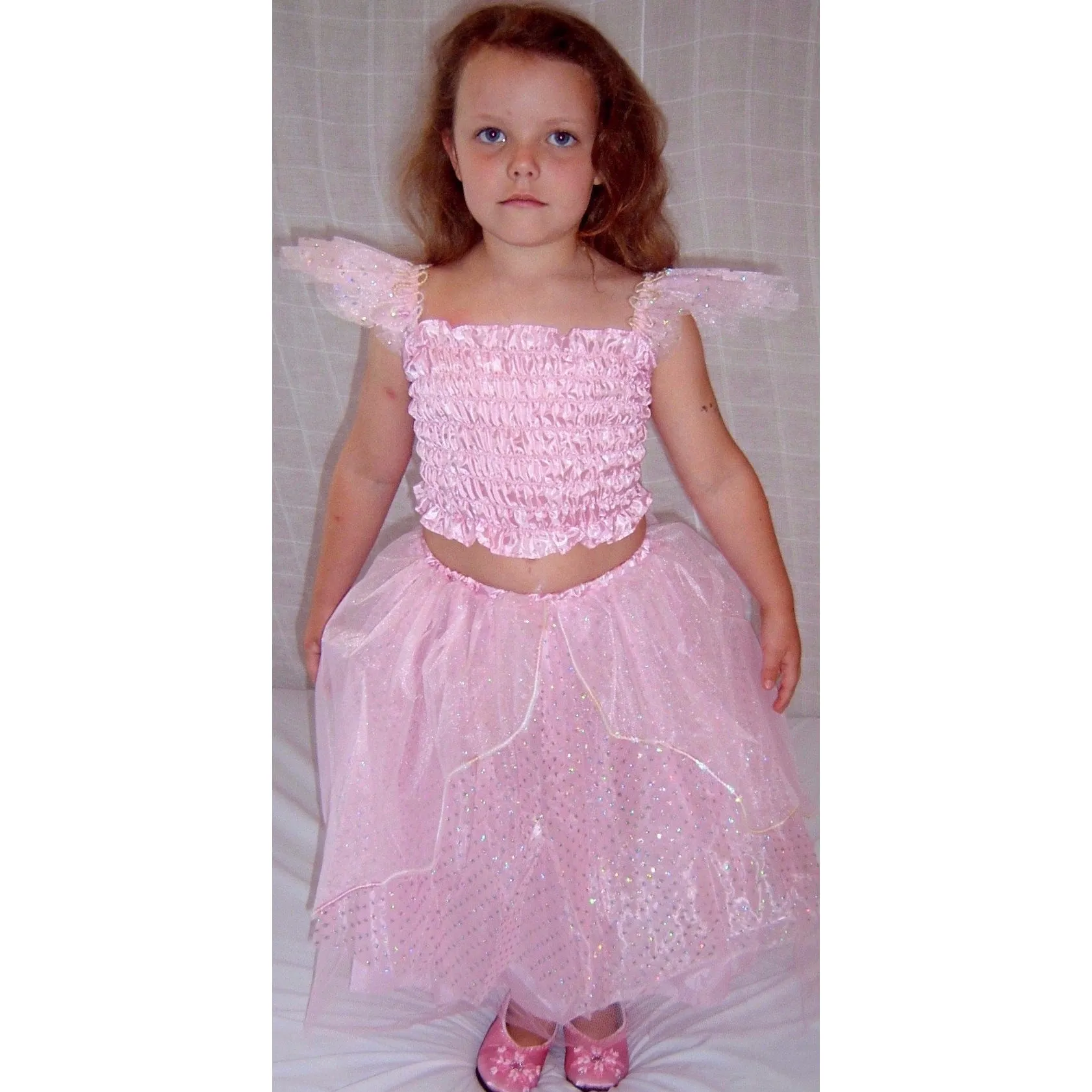 Princess Costume Pink stretchy sparkle glitter fairy skirt and top dressup set