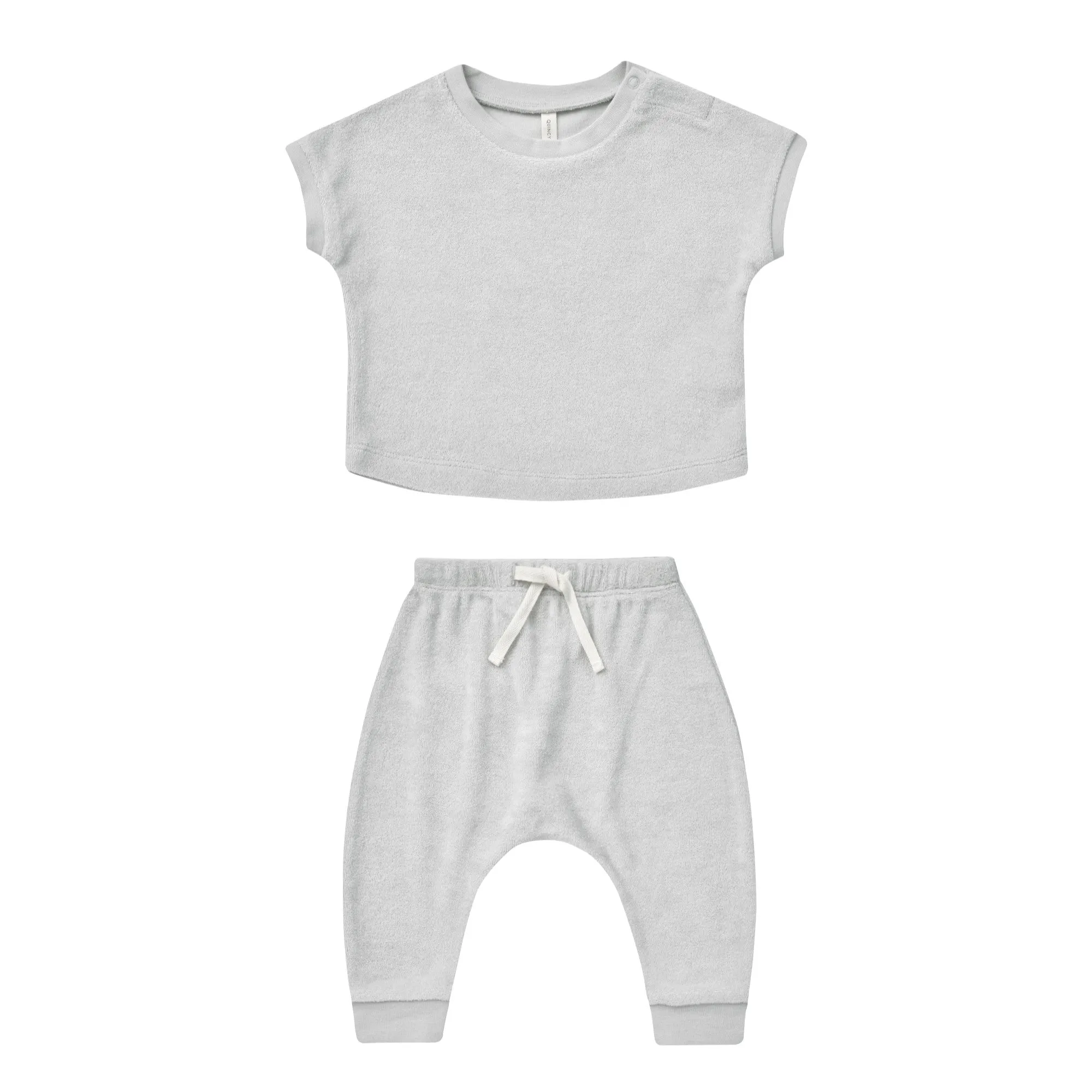 QUINCY MAE - Terry Tee   Pant Set | Cloud