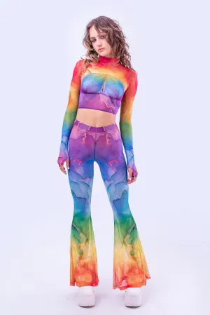 Rainbow Marble Bell Bottom And Sleeve Crossed Set