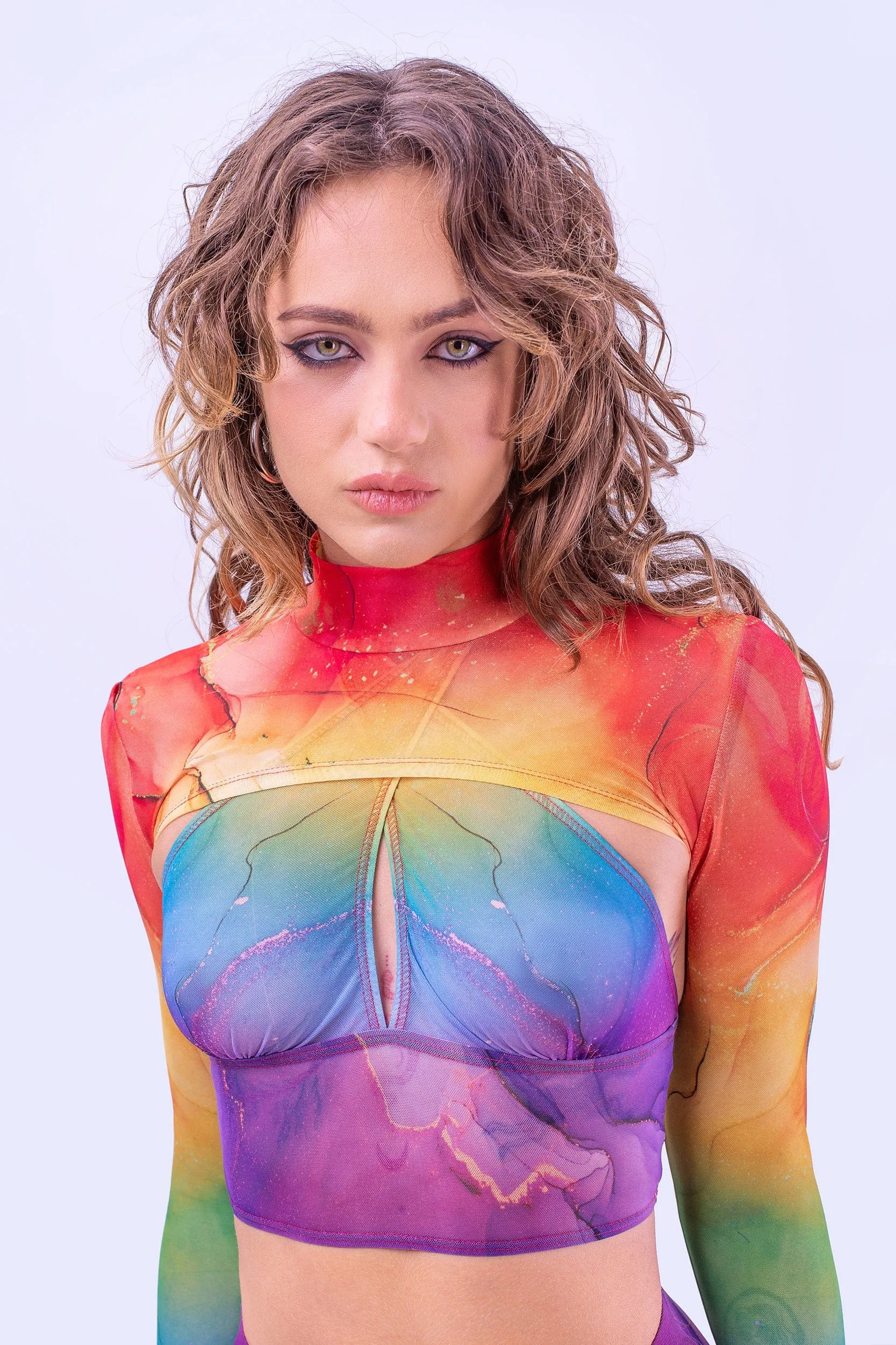 Rainbow Marble Bell Bottom And Sleeve Crossed Set